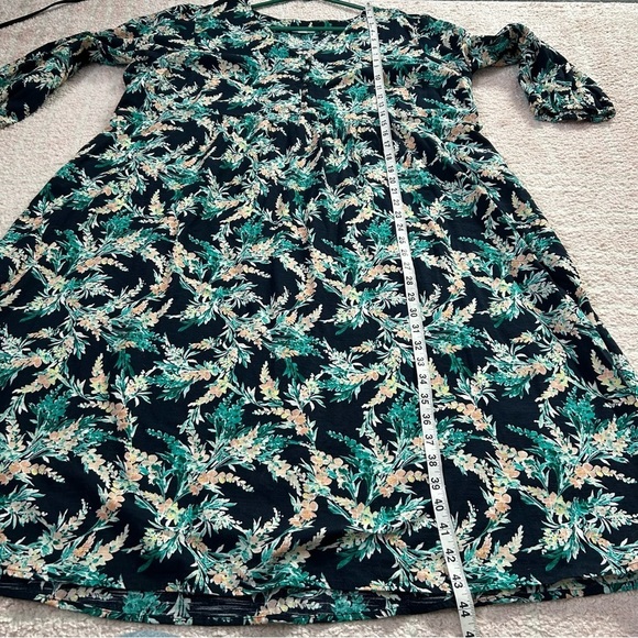 J Jill Floral 100% Cotton Midi Dress 3/4 Sleeves Size 2X Spring Summer Easter - Picture 11 of 12